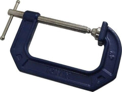 Irwin - Regular-Duty 4" Max Opening, 3" Throat Depth, Cast Iron Standard C-Clamp - 1,000 Lb Capacity, 0" Min Opening, Standard Throat Depth - Benchmark Tooling