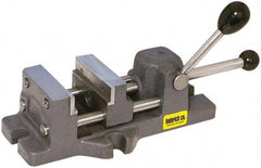 Heinrich - 4-11/16" Jaw Opening Capacity x 1-5/16" Throat Depth, Horizontal Drill Press Vise - 4" Wide x 4-11/16" High Jaw, Stationary Base, Standard Speed - Benchmark Tooling