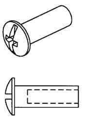 Made in USA - #10-24 Thread Barrel, Slotted/Phillips Drive, Stainless Steel Sex Bolt & Binding Post - 1/4" Long Barrel, Grade 18-8 - Benchmark Tooling