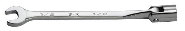 SK - 7/16" 12 Point Flexhead Combination Wrench - 7" OAL, Steel, Chrome Finish - Benchmark Tooling