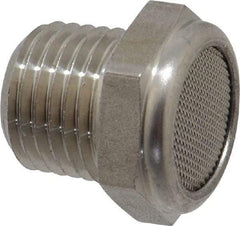 Legris - 1/4 Male NPT, 17mm Hex, Exhaust Muffler - 175 Max psi, 108 Decibel Rating, Stainless Steel - Benchmark Tooling