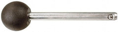 Value Collection - 1/4" Diam, 4-1/4" Usable Length, Ball Knob, Quick Release Pin - 4-1/4" OAL, Grade C1010/C1022 Steel, Zinc-Plated Finish - Benchmark Tooling