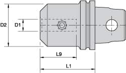 Kennametal - KM32 Modular Connection 12mm Hole End Mill Holder/Adapter - 42mm Nose Diam, 50mm Projection, Through-Spindle Coolant - Exact Industrial Supply