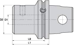 Kennametal - KM63XMZ Modular Connection 25mm Hole End Mill Holder/Adapter - 65mm Nose Diam, 80mm Projection, Through-Spindle Coolant - Exact Industrial Supply