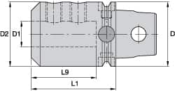 Kennametal - KM63UT Modular Connection 32mm Hole End Mill Holder/Adapter - 72mm Nose Diam, 90mm Projection, Through-Spindle Coolant - Exact Industrial Supply