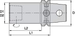 Kennametal - KM63UT Outside Modular Connection, KM32 Inside Modular Connection, KM63 to KM32 Reducing Adapter - 70mm Projection, 32mm Nose Diam, 110.01mm OAL, Through Coolant - Exact Industrial Supply