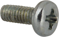 Value Collection - M2.5x0.45, 6mm Length Under Head Phillips Drive Machine Screw - Pan Head, Grade 4.8 Steel, Zinc-Plated Finish, Without Washer - Benchmark Tooling