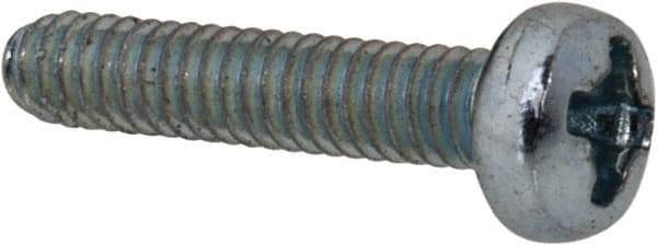 Value Collection - M2x0.40, 10mm Length Under Head Phillips Drive Machine Screw - Pan Head, Grade 4.8 Steel, Zinc-Plated Finish, Without Washer - Benchmark Tooling