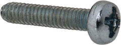 Value Collection - M2x0.40, 10mm Length Under Head Phillips Drive Machine Screw - Pan Head, Grade 4.8 Steel, Zinc-Plated Finish, Without Washer - Benchmark Tooling