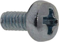 Value Collection - M2x0.40, 4mm Length Under Head Phillips Drive Machine Screw - Pan Head, Grade 4.8 Steel, Zinc-Plated Finish, Without Washer - Benchmark Tooling