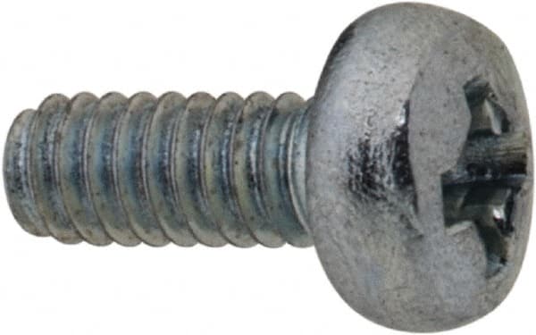 Value Collection - M2x0.40, 5mm Length Under Head Phillips Drive Machine Screw - Pan Head, Grade 4.8 Steel, Zinc-Plated Finish, Without Washer - Benchmark Tooling