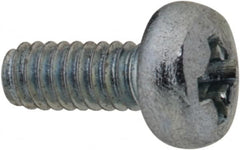 Value Collection - M2x0.40, 5mm Length Under Head Phillips Drive Machine Screw - Pan Head, Grade 4.8 Steel, Zinc-Plated Finish, Without Washer - Benchmark Tooling