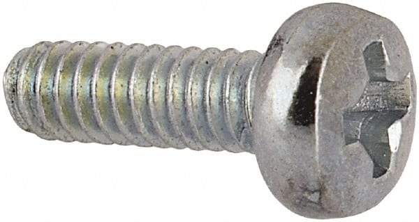 Value Collection - M2x0.40, 6mm Length Under Head Phillips Drive Machine Screw - Pan Head, Grade 4.8 Steel, Zinc-Plated Finish, Without Washer - Benchmark Tooling