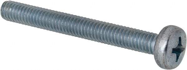 Value Collection - M4x0.70, 35mm Length Under Head Phillips Drive Machine Screw - Pan Head, Grade 4.8 Steel, Zinc-Plated Finish, Without Washer - Benchmark Tooling