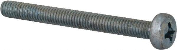 Value Collection - M4x0.70, 40mm Length Under Head Phillips Drive Machine Screw - Pan Head, Grade 4.8 Steel, Zinc-Plated Finish, Without Washer - Benchmark Tooling