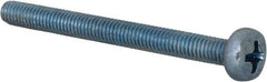 Value Collection - M4x0.70, 45mm Length Under Head Phillips Drive Machine Screw - Pan Head, Grade 4.8 Steel, Zinc-Plated Finish, Without Washer - Benchmark Tooling