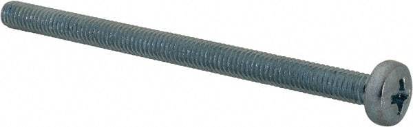 Value Collection - M4x0.70, 60mm Length Under Head Phillips Drive Machine Screw - Pan Head, Grade 4.8 Steel, Zinc-Plated Finish, Without Washer - Benchmark Tooling