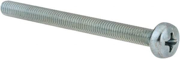 Value Collection - M5x0.80, 60mm Length Under Head Phillips Drive Machine Screw - Pan Head, Grade 4.8 Steel, Zinc-Plated Finish, Without Washer - Benchmark Tooling