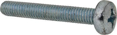 Value Collection - M6x1.00, 40mm Length Under Head Phillips Drive Machine Screw - Pan Head, Grade 4.8 Steel, Zinc-Plated Finish, Without Washer - Benchmark Tooling