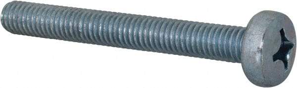 Value Collection - M6x1.00, 50mm Length Under Head Phillips Drive Machine Screw - Pan Head, Grade 4.8 Steel, Zinc-Plated Finish, Without Washer - Benchmark Tooling