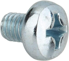 Value Collection - M6x1.00, 8mm Length Under Head Phillips Drive Machine Screw - Pan Head, Grade 4.8 Steel, Zinc-Plated Finish, Without Washer - Benchmark Tooling