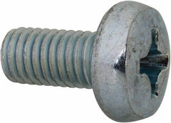 Value Collection - M8x1.25, 16mm Length Under Head Phillips Drive Machine Screw - Pan Head, Grade 4.8 Steel, Zinc-Plated Finish, Without Washer - Benchmark Tooling