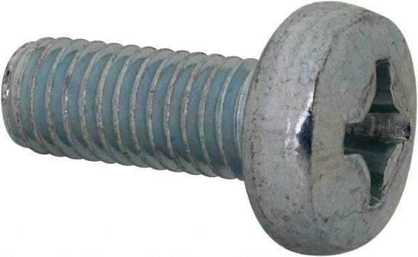 Value Collection - M8x1.25, 20mm Length Under Head Phillips Drive Machine Screw - Pan Head, Grade 4.8 Steel, Zinc-Plated Finish, Without Washer - Benchmark Tooling