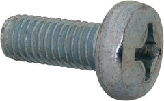 Value Collection - M8x1.25, 20mm Length Under Head Phillips Drive Machine Screw - Pan Head, Grade 4.8 Steel, Zinc-Plated Finish, Without Washer - Benchmark Tooling