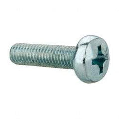 Value Collection - M8x1.25, 30mm Length Under Head Phillips Drive Machine Screw - Pan Head, Grade 4.8 Steel, Zinc-Plated Finish, Without Washer - Benchmark Tooling