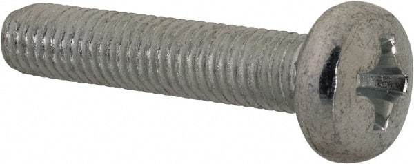 Value Collection - M8x1.25, 40mm Length Under Head Phillips Drive Machine Screw - Pan Head, Grade 4.8 Steel, Zinc-Plated Finish, Without Washer - Benchmark Tooling