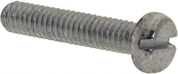 Value Collection - M2.5x0.45, 12mm Length Under Head Slotted Drive Machine Screw - Pan Head, Grade 4.8 Steel, Zinc-Plated Finish, Without Washer - Benchmark Tooling