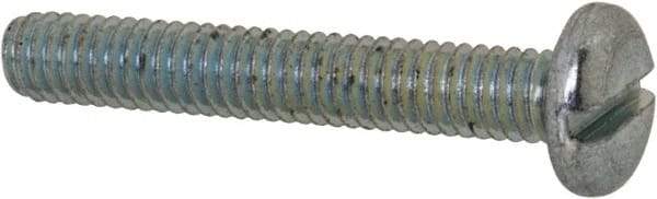 Value Collection - M2.5x0.45, 16mm Length Under Head Slotted Drive Machine Screw - Pan Head, Grade 4.8 Steel, Zinc-Plated Finish, Without Washer - Benchmark Tooling