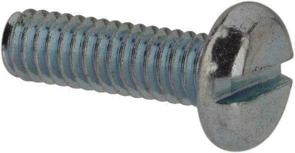 Value Collection - M2.5x0.45, 8mm Length Under Head Slotted Drive Machine Screw - Pan Head, Grade 4.8 Steel, Zinc-Plated Finish, Without Washer - Benchmark Tooling