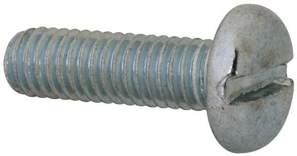 Value Collection - M6x1.00, 20mm Length Under Head Slotted Drive Machine Screw - Pan Head, Grade 4.8 Steel, Zinc-Plated Finish, Without Washer - Benchmark Tooling
