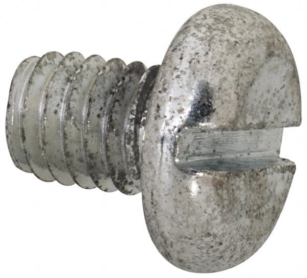 Value Collection - M6x1.00, 8mm Length Under Head Slotted Drive Machine Screw - Pan Head, Grade 4.8 Steel, Zinc-Plated Finish, Without Washer - Benchmark Tooling