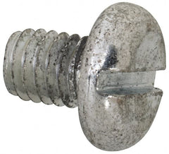 Value Collection - M6x1.00, 8mm Length Under Head Slotted Drive Machine Screw - Pan Head, Grade 4.8 Steel, Zinc-Plated Finish, Without Washer - Benchmark Tooling