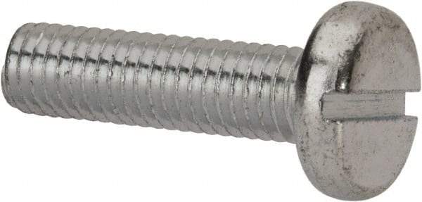 Value Collection - M8x1.25, 30mm Length Under Head Slotted Drive Machine Screw - Pan Head, Grade 4.8 Steel, Zinc-Plated Finish, Without Washer - Benchmark Tooling