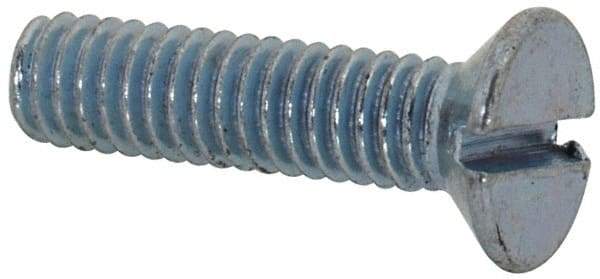 Value Collection - M2.5x0.45, 10mm OAL Slotted Drive Machine Screw - Flat Head, Grade 4.8 Steel, Zinc-Plated Finish, Without Washer - Benchmark Tooling