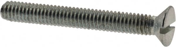 Value Collection - M2.5x0.45, 20mm OAL Slotted Drive Machine Screw - Flat Head, Grade 4.8 Steel, Zinc-Plated Finish, Without Washer - Benchmark Tooling