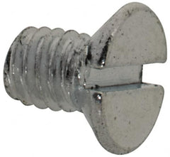 Value Collection - M2.5x0.45, 4mm OAL Slotted Drive Machine Screw - Flat Head, Grade 4.8 Steel, Zinc-Plated Finish, Without Washer - Benchmark Tooling