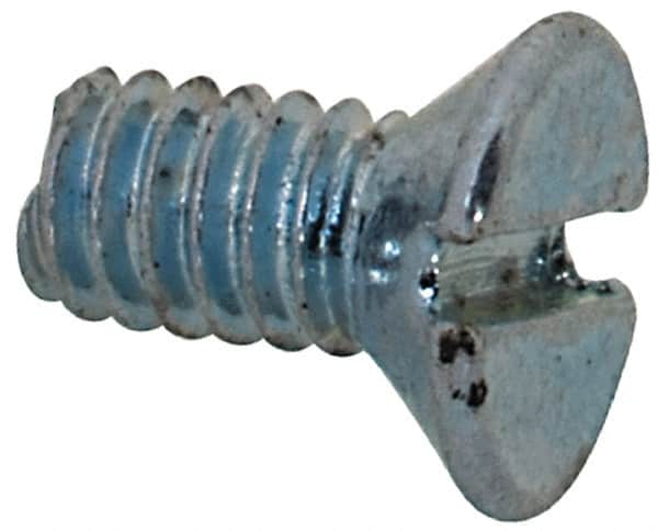 Value Collection - M2x0.40, 4mm OAL Slotted Drive Machine Screw - Flat Head, Grade 4.8 Steel, Zinc-Plated Finish, Without Washer - Benchmark Tooling