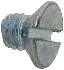 Value Collection - M3x0.50, 4mm OAL Slotted Drive Machine Screw - Flat Head, Grade 4.8 Steel, Zinc-Plated Finish, Without Washer - Benchmark Tooling