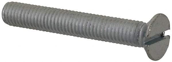 Value Collection - M5x0.80, 35mm OAL Slotted Drive Machine Screw - Flat Head, Grade 4.8 Steel, Zinc-Plated Finish, Without Washer - Benchmark Tooling