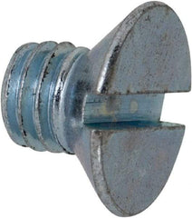 Value Collection - M5x0.80, 6mm OAL Slotted Drive Machine Screw - Flat Head, Grade 4.8 Steel, Zinc-Plated Finish, Without Washer - Benchmark Tooling