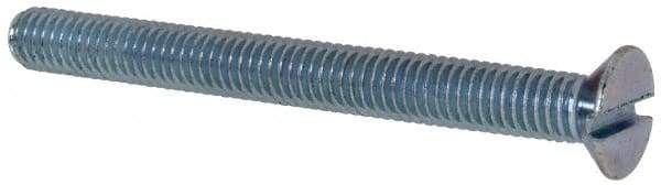 Value Collection - M6x1.00, 60mm OAL Slotted Drive Machine Screw - Flat Head, Grade 4.8 Steel, Zinc-Plated Finish, Without Washer - Benchmark Tooling