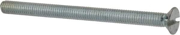 Value Collection - M6x1.00, 80mm OAL Slotted Drive Machine Screw - Flat Head, Grade 4.8 Steel, Zinc-Plated Finish, Without Washer - Benchmark Tooling
