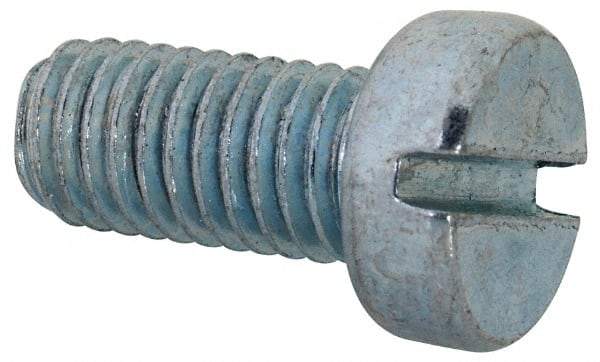 Value Collection - M8x1.25, 16mm Length Under Head Slotted Drive Machine Screw - Cheese Head, Grade 4.8 Steel, Zinc-Plated Finish, Without Washer - Benchmark Tooling