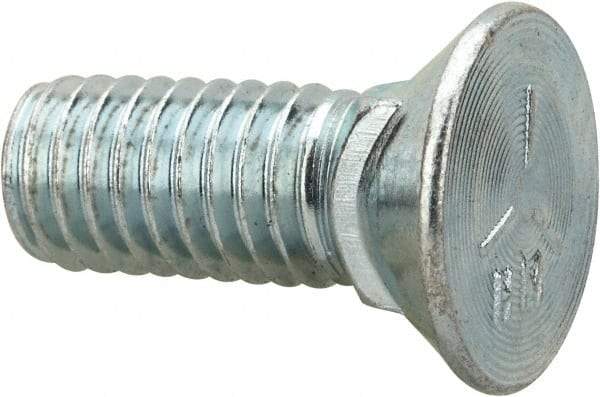 Value Collection - 3/8-16 UNC, 1" OAL, Steel Plow Bolt - Zinc-Plated Finish, Grade 5 - Benchmark Tooling