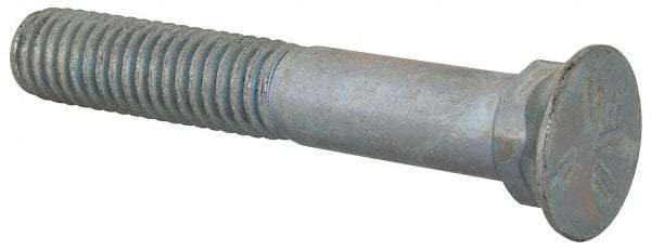 Value Collection - 3/8-16 UNC, 2-1/2" OAL, Steel Plow Bolt - Zinc-Plated Finish, Grade 5 - Benchmark Tooling