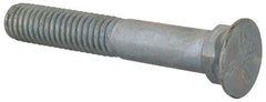 Value Collection - 3/8-16 UNC, 2-1/2" OAL, Steel Plow Bolt - Zinc-Plated Finish, Grade 5 - Benchmark Tooling